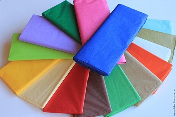 Бумага упаковочная тишью, цвет в ассортименте, 50 см х 66 см, 1 шт