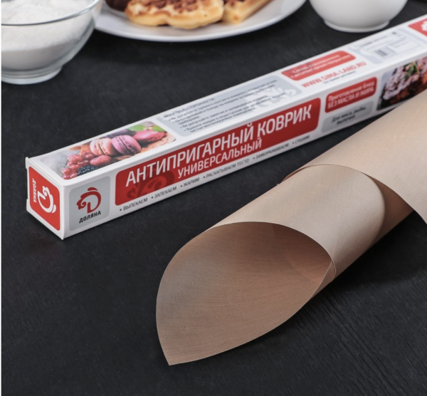 Коврик тефлоновый антипригарный многоразовый 33×45 см (цвет коричневый)