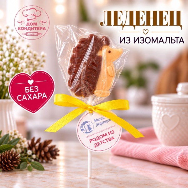 Леденец из изомальта "Ежик", цвет микс, 6,5 см