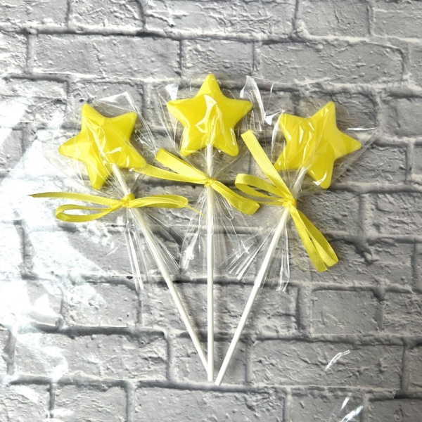 Леденец из изомальта "Звезда", желтый матовый, 5 см