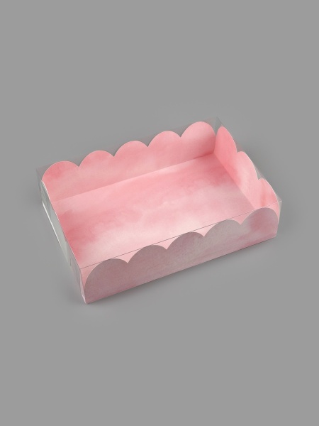 Коробка для зефира и пирожных с пластиковой крышкой  "Самой лучшей", 200*300*80 мм