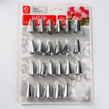 Набор насадок кондитерских Доляна, 24 шт, d=1,5 см, адаптер, насадки в ассортименте