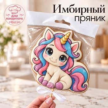Пряник имбирный "Единорог", 10 см