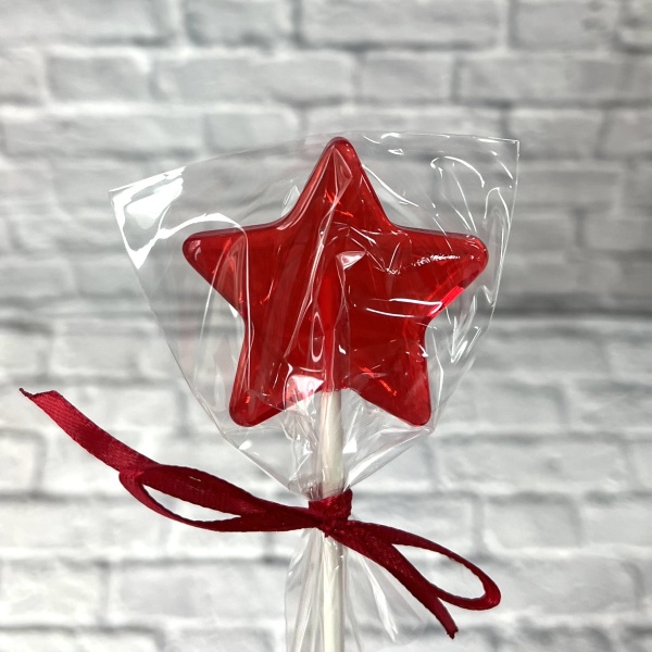 Леденец из изомальта "Звезда", красный прозрачный, 5 см