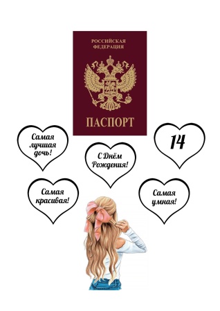Девушка паспорт №3, картинка на сахарной бумаге