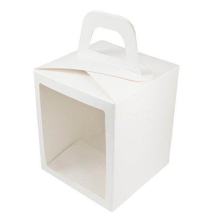 Коробка для кулича с окном белая, 15*15*18 см (верхняя загрузка)