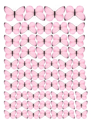 Бабочки розовые №6, картинка на сахарной бумаге