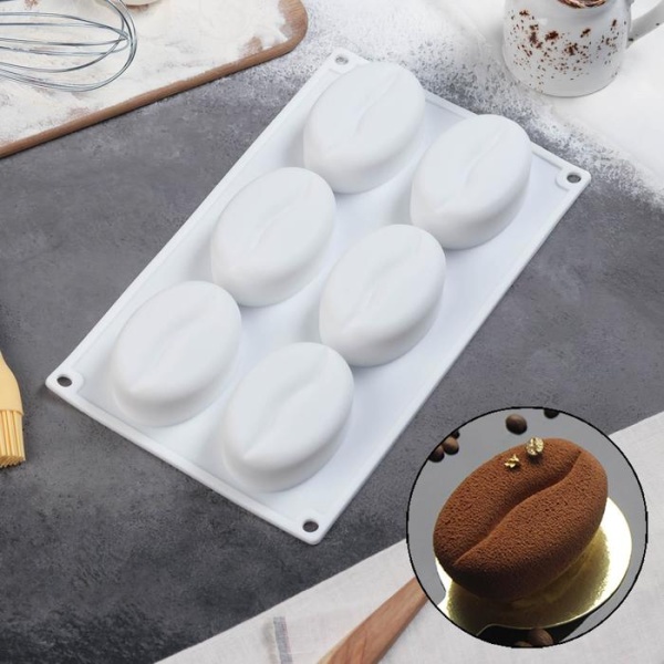 Форма для муссовых десертов и выпечки Доляна «Кофейные зерна», 28,5×17×2,5 см, 6 ячеек, 8×6 см