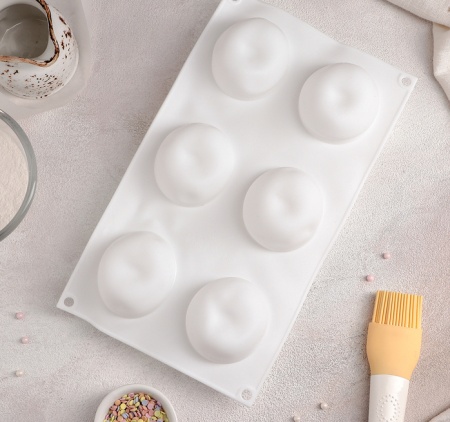 Форма для муссовых десертов и выпечки Доляна «Яблоко», 29×17×5,5 см, 6 ячеек, d=6 см