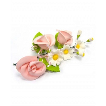 Украшение сахарное "Букет  Розовые розы", 1 шт