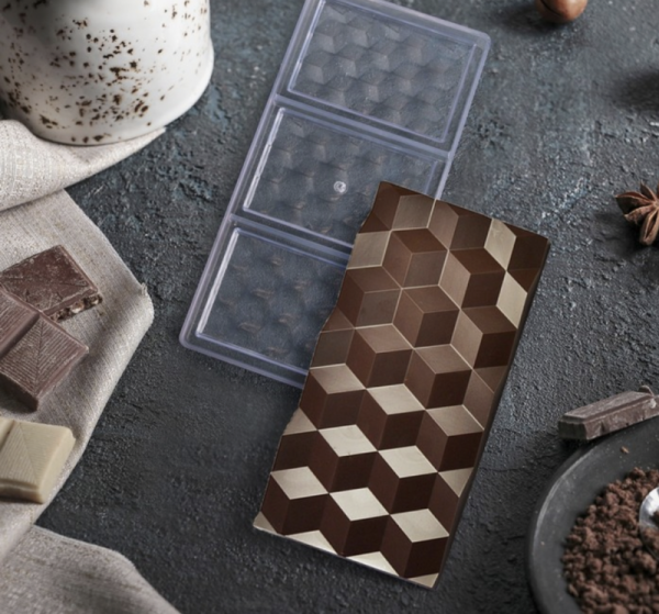 Форма поликарбонатная «Плитка шоколада», 3 ячейки, 27,4×13,5×2,5 см