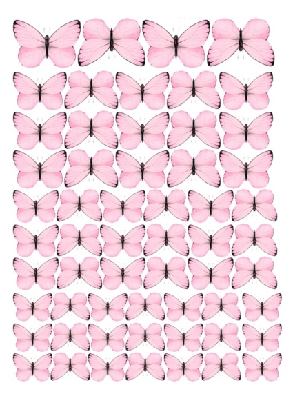 Бабочки розовые №6, картинка на сахарной бумаге