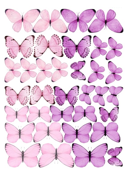 Бабочки фиолетовые №3, картинка на сахарной бумаге