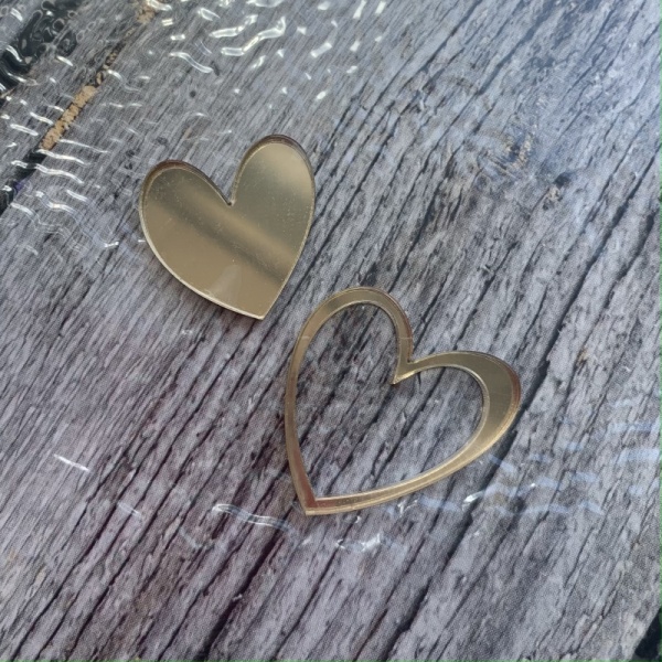 Набор акриловых мини-топперов «Сердца», 2 шт, 3-5 см, золото