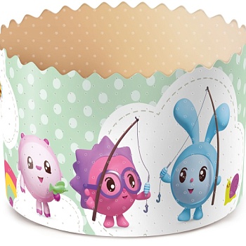 Форма бумажная для кулича на 60 гр рис."Малышарики" d60xh45мм