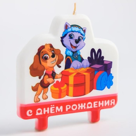 Свеча в торт "С Днем рождения", Щенячий патруль, Скай и Эверест