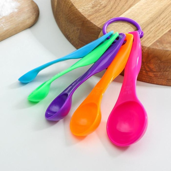 Набор мерных ложек Доляна «Креатив», 5 шт: 1 мл, 2,5 мл, 5 мл, 7,5 мл, 15 мл, цвет МИКС