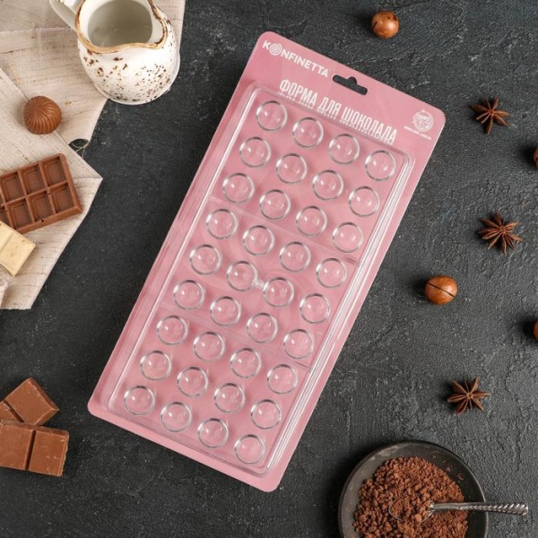 Форма поликарбонатная Полусфера 28×14 см, 36 ячеек, ячейка 2×1 см