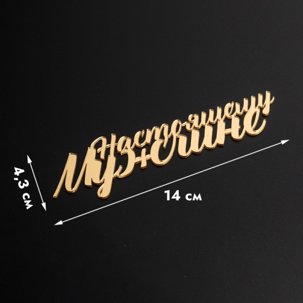 Акриловый топпер "Настоящему мужчине",  14 см, золото