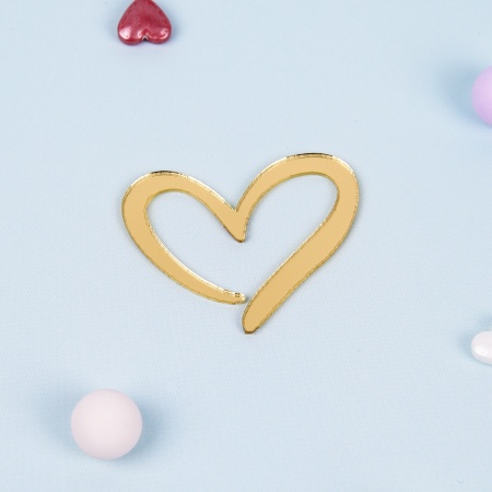 Акриловый топпер «Сердце», 1 шт, золото