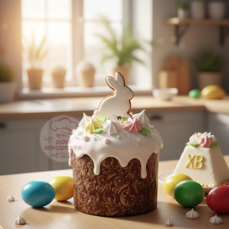 Форма бумажная для кулича на 300 гр Узоры, d110x85 мм