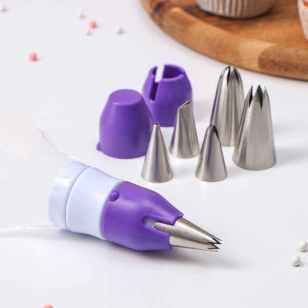 Набор кондитерский Доляна «Радость», 15 предметов: 5 кондитерских мешков, 6 насадок, адаптер, насадки