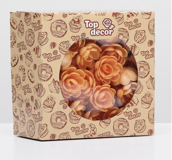 Цветы вафельные абрикосовые "Роза малая", 1 шт