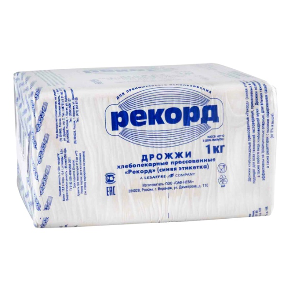 Дрожжи хлебопекарные прессованные "Рекорд" синий, 1 кг