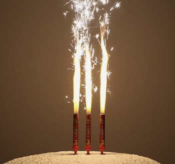 Набор тортовых свечей "Фонтаны.С Новым годом!", 12,5 см, 3 шт