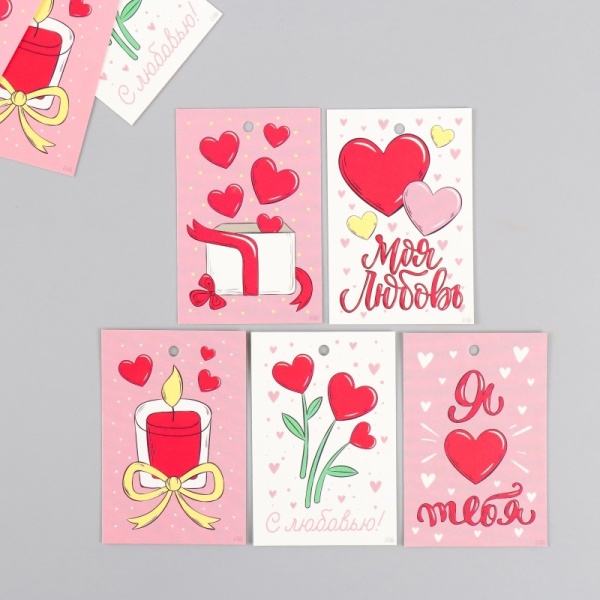 Бирка декоративная "Влюбленные" набор 10 шт (5 видов) 4х6 см