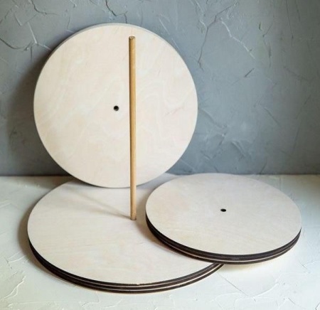 Подложка для основания фанера 6 мм d 36 см, с отверстием под ось 8 мм