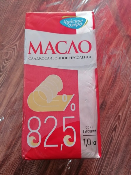 Масло сливочное несоленое 82,5% "Чудское озеро", 1 кг