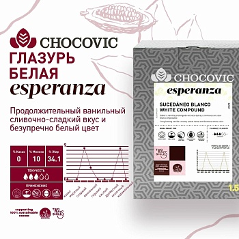 Глазурь Chocovic Esperanza, белая, Россия, заводская упаковка, опт 1,5 кг