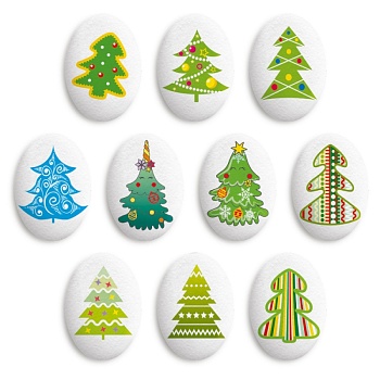 Сахарные фигурки медальоны Елочки, 5 шт