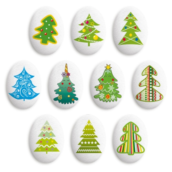 Сахарные фигурки медальоны Елочки, 5 шт