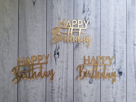Акриловый топпер «Happy Birthday №17», 10 см, золото