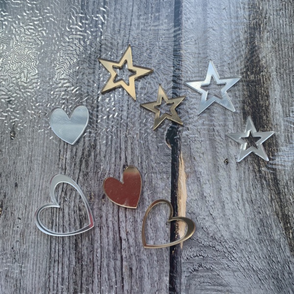 Набор акриловых мини-топперов «Звезды», 2 шт, 3-5 см, серебро