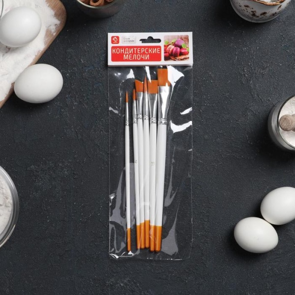 Набор кондитерских кисточек для декорирования Доляна «Ларсон», 6 шт