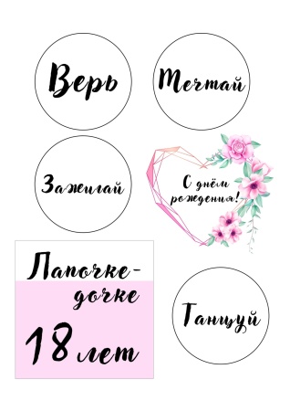 Капкейки 18 лет №1, картинка на сахарной бумаге