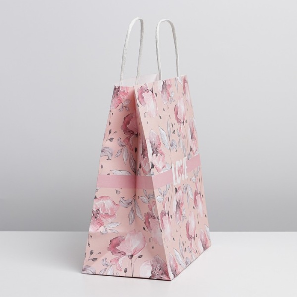 Пакет подарочный крафтовый «Love», 22 × 25 × 12 см