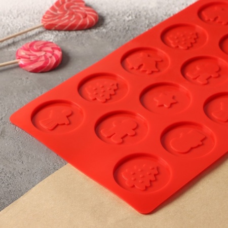 Форма для льда и шоколада «Новогодние кружочки», 29,8×17,5 см, 14 ячеек (d=5 см)