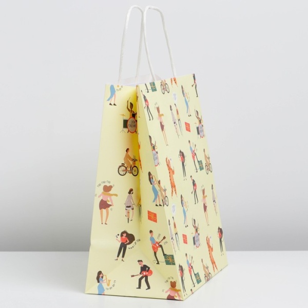 Пакет подарочный крафтовый «С днём рождения», 22 × 25 × 12 см